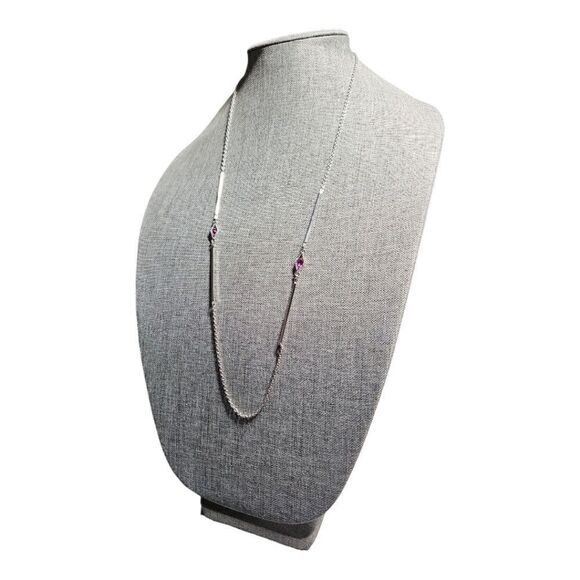 Sarah Coventry Station Pink Accents Long Silver-tone Elegant Necklace - Picture 15 of 16